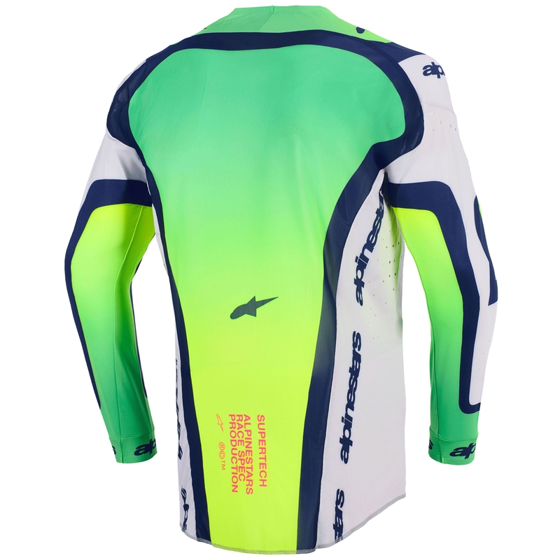 Motokrosový dres Alpinestars Supertech Vista svetlo šedo-fluorescenčno žlto-zeleno-modro-ružový