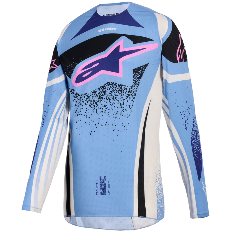 Dámsky motokrosový dres Alpinestars Stella Techstar Nomur svetlo modro-bielo offwite-čierno-ružový