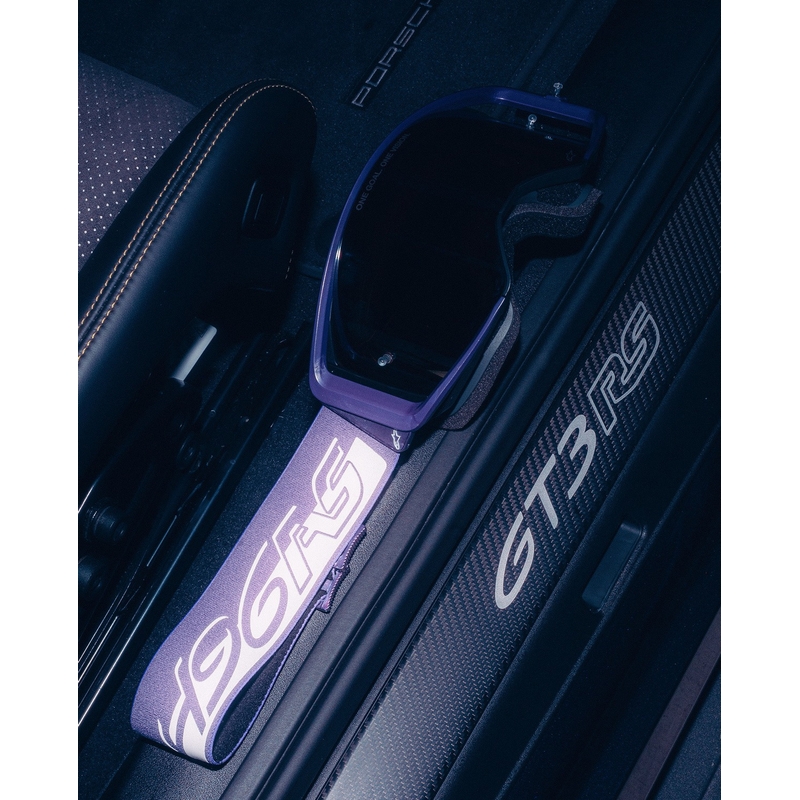 Motokrosové okuliare Alpinestars Supertech Vision Hunta96 XXV fialovo-biele so zrkadlovo strieborným plexi