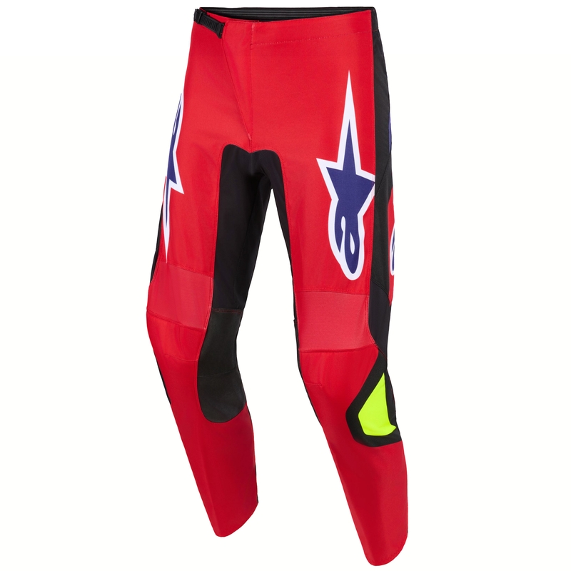 Motokrosové nohavice Alpinestars Fluid Grid červeno-čierno-fialovo-fluo žlté