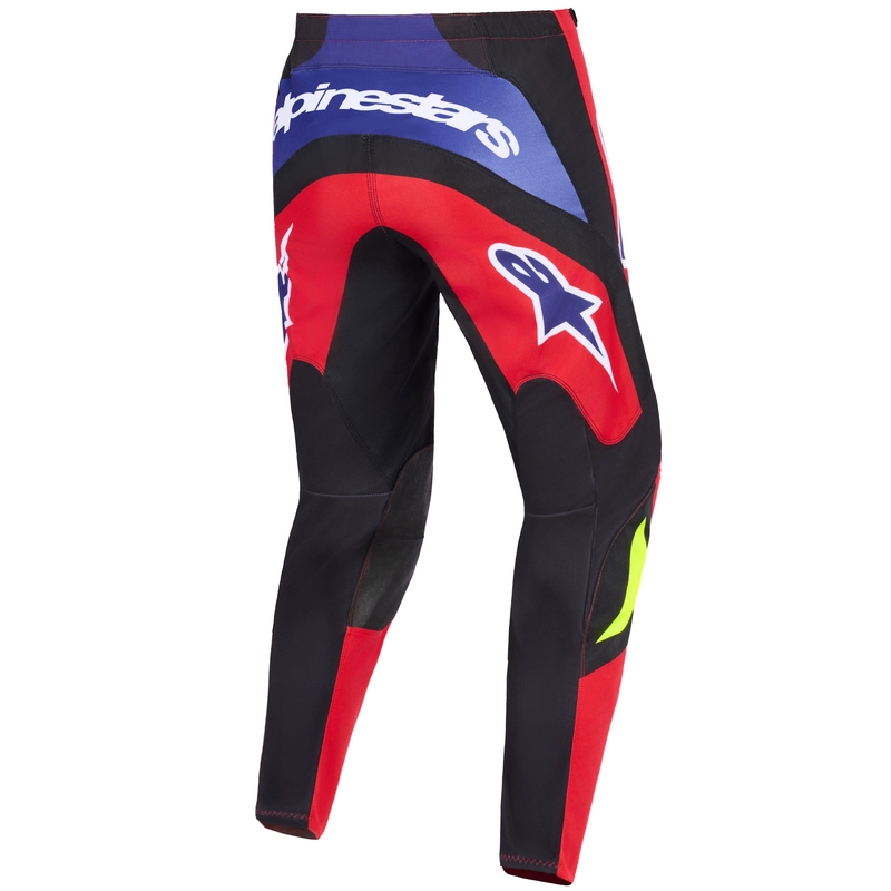 Motokrosové nohavice Alpinestars Fluid Grid červeno-čierno-fialovo-fluo žlté