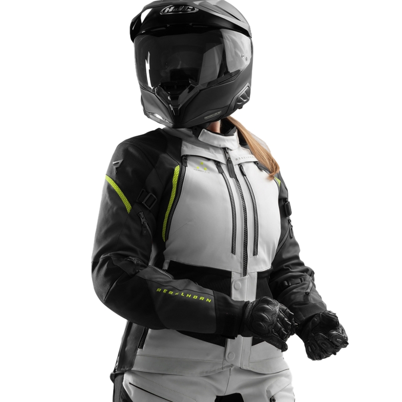 Dámska bunda na motorku Rebelhorn Hardy 3.0 čierno-šedo-fluo žltá