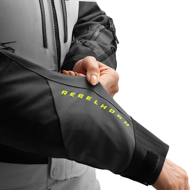Dámska bunda na motorku Rebelhorn Hardy 3.0 čierno-šedo-fluo žltá