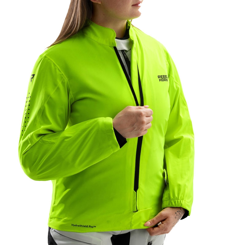 Dámska bunda na motorku Rebelhorn Hardy 3.0 čierno-šedo-fluo žltá