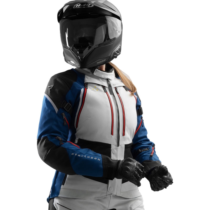 Dámska bunda na motorku Rebelhorn Hardy 3.0 modro-šedo-červená