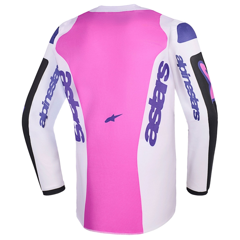 Detský motokrosový dres Alpinestars Fluid Grid čierno-svetlo šedo-fialový