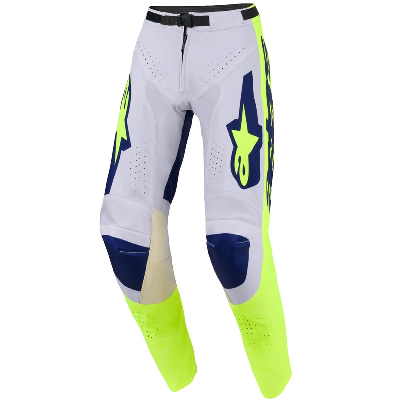 Motokrosové nohavice Alpinestars Racer Air Riway svetlo šedo-fluorescenčno žlto-modré