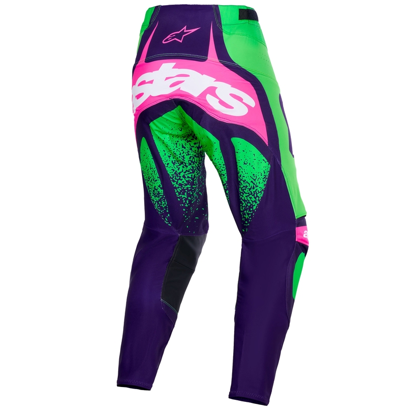 Motokrosové nohavice Alpinestars Techstar Nomur tmavo fialovo-zeleno-fluo ružové