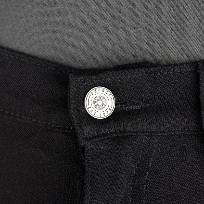 Skrátené džínsy na motorku OXFORD ORIGINAL APPROVED SUPER STRETCH JEANS AA SLIM FIT čierne