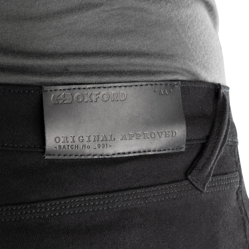 Skrátené džínsy na motorku OXFORD ORIGINAL APPROVED SUPER STRETCH JEANS AA SLIM FIT čierne