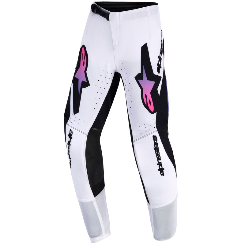 Detské motokrosové nohavice Alpinestars Supertech Vista bielo-fialovo-čierne