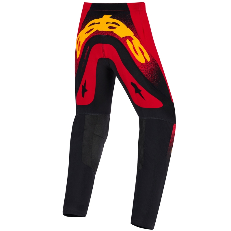 Detské motokrosové nohavice Alpinestars Supertech Scenz červeno-čierno-žlté