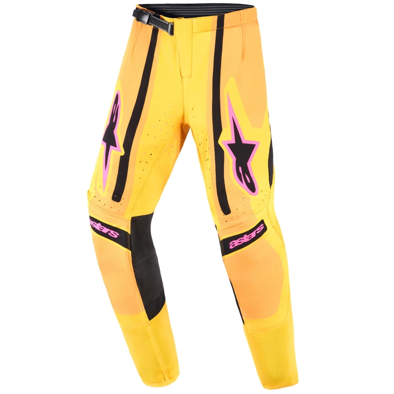 Detské motokrosové nohavice Alpinestars Techstar Nomur oranžovo-žlto-ružové