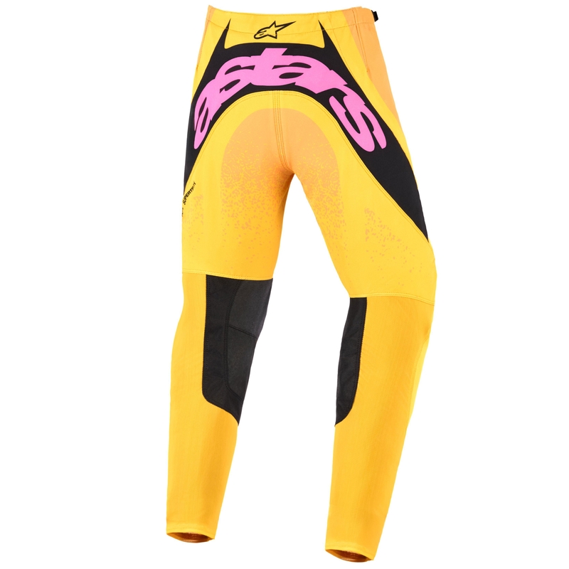 Detské motokrosové nohavice Alpinestars Techstar Nomur oranžovo-žlto-ružové