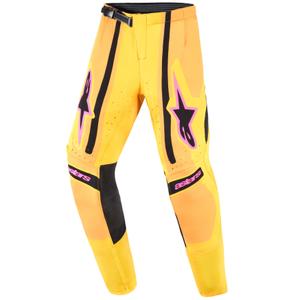 Detské motokrosové nohavice Alpinestars Techstar Nomur oranžovo-žlto-ružové