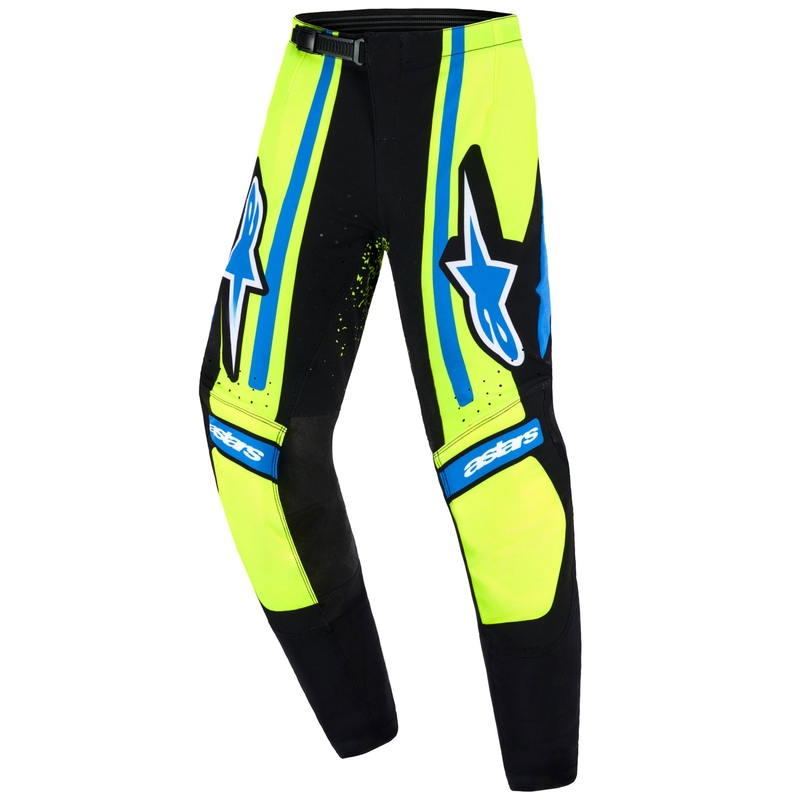 Detské motokrosové nohavice Alpinestars Techstar Nomur tmavo modro-fluorescenčno žlto-modré