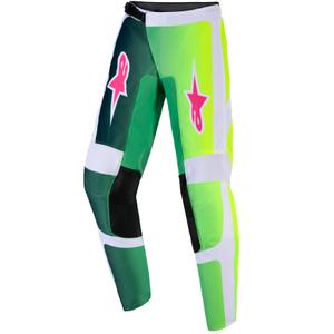 Detské motokrosové nohavice Alpinestars Fluid Portl zeleno-bielo-čierne