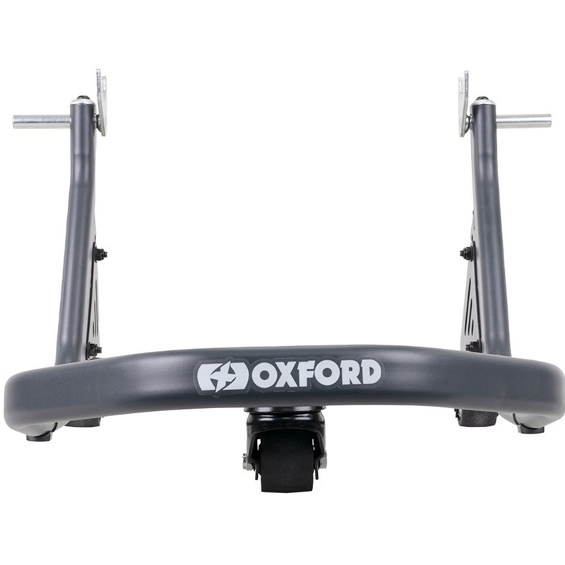 Zadný stojan na motocykel kolískový Oxford Zero-G s prídavným kolieskom čierny