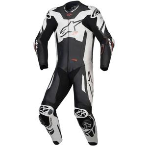Jednodielna kožená kombinéza Alpinestars GP Plus V4 Sprint, Tech-air kompatibilná čierno-bielo-červená fluo
