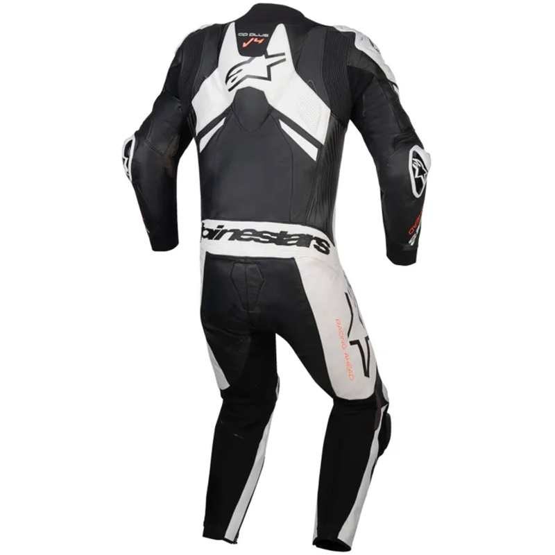 Jednodielna kožená kombinéza Alpinestars GP Plus V4 Sprint, Tech-air kompatibilná čierno-bielo-červená fluo