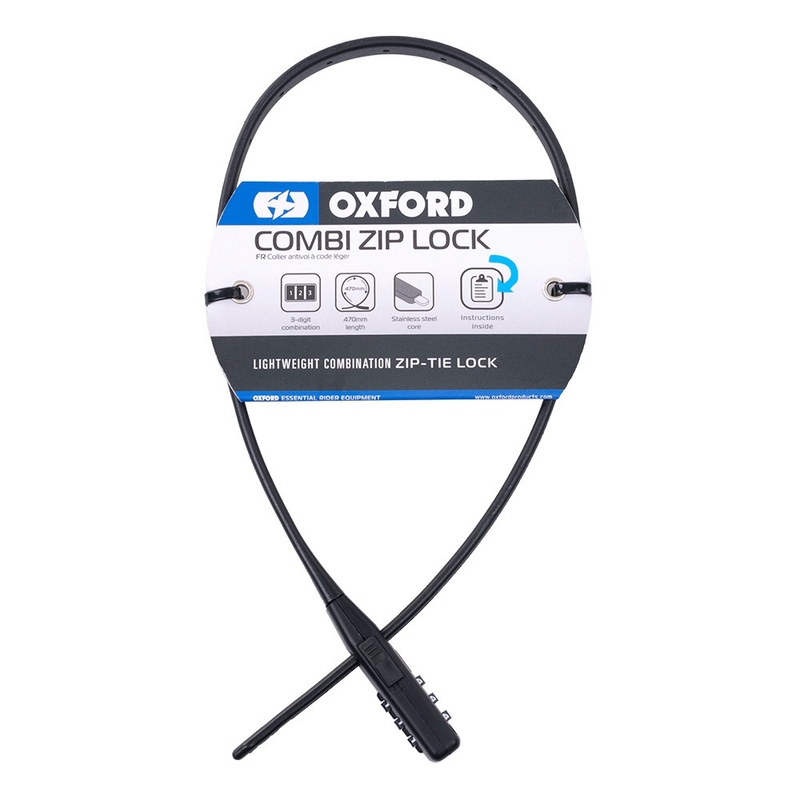 Zdrhovací zámok na prilby a príslušenstvo Oxford Combi Zip Lock čierny