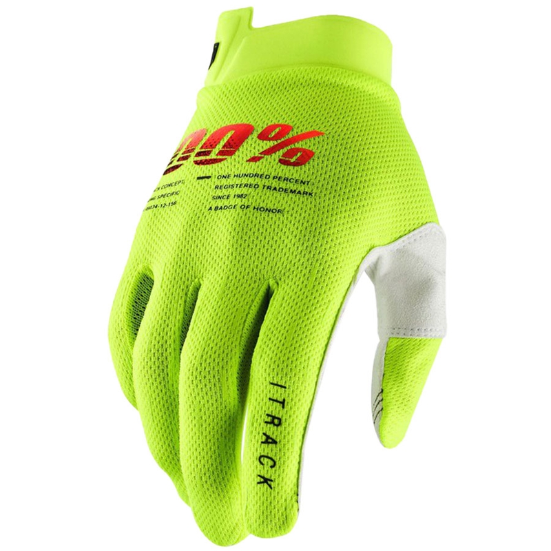 Motokrosové rukavice 100 % - USA ITRACK fluorescenčno zelené