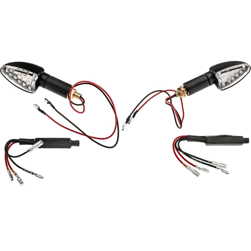 Blinkre Oxford LED Arrow dlhý s čírym sklíčkom a čiernym plášťom