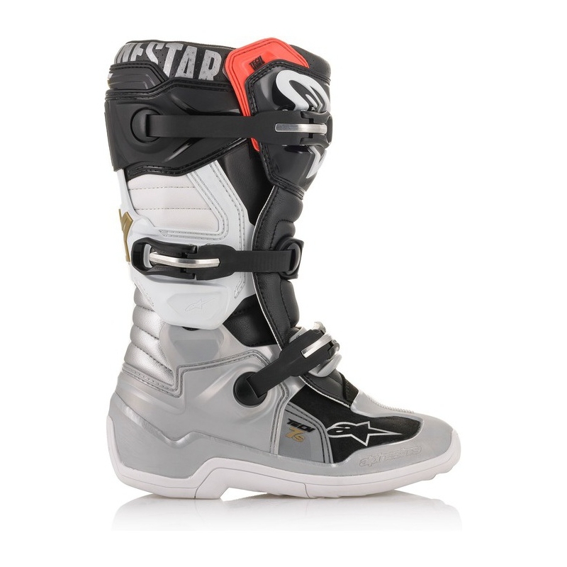 Detské motokrosové topánky Alpinestars TECH 7 S čierno-strieborno-bielo-zlaté