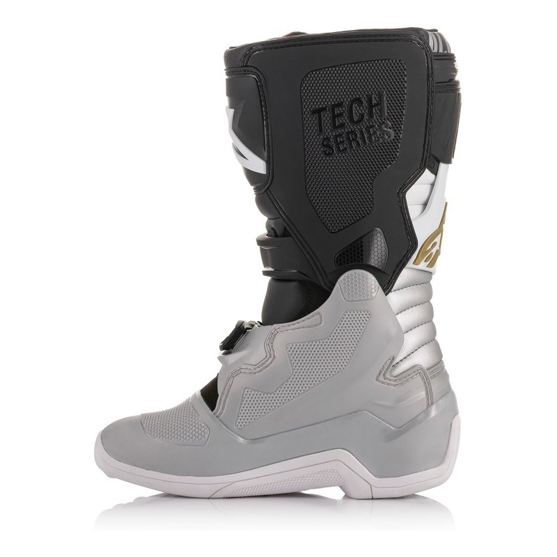 Detské motokrosové topánky Alpinestars TECH 7 S čierno-strieborno-bielo-zlaté