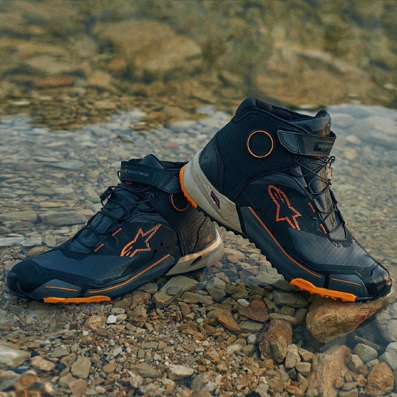 Topánky na motorku Alpinestars CR-X Drystar čierno-hnedo-oranžové