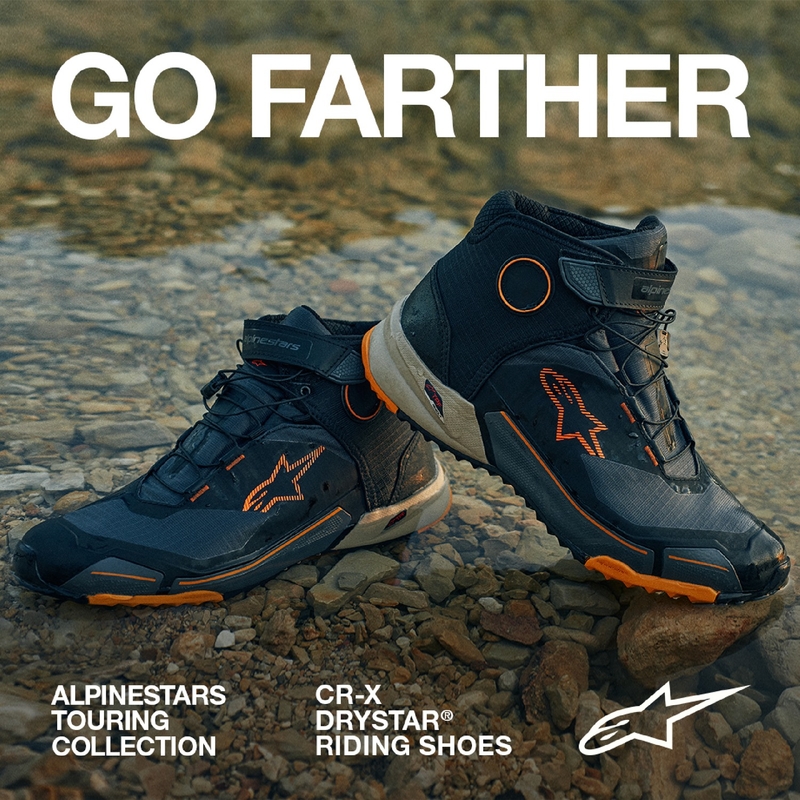Topánky na motorku Alpinestars CR-X Drystar čierno-hnedo-oranžové