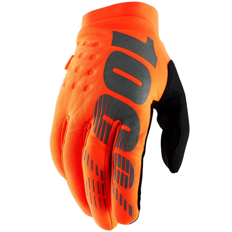 Motokrosové rukavice 100 % - USA BRISKER fluorescenčno oranžovo-čierne