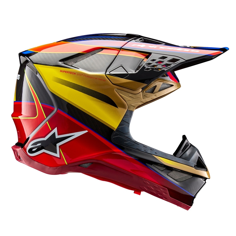 Motokrosová prilba na motorku Alpinestars Supertech S-M10 Era zlato-červená