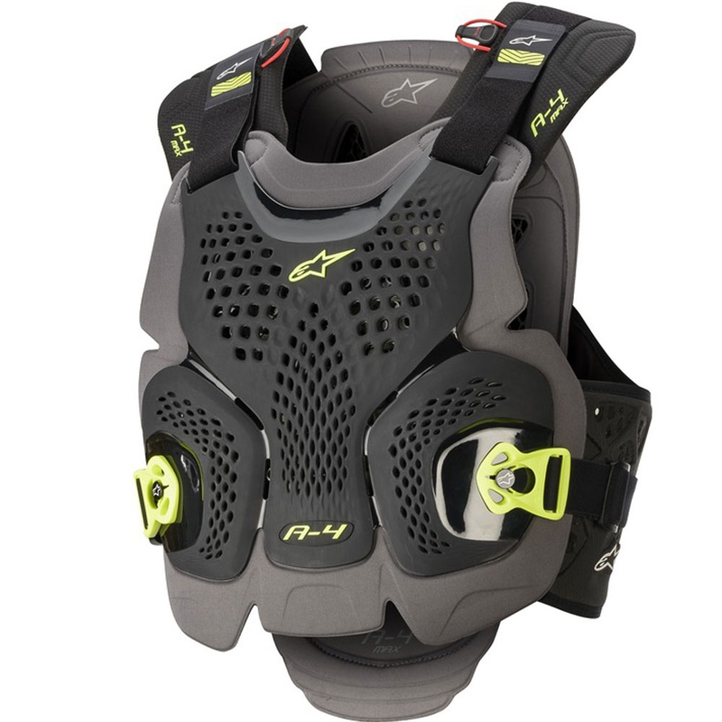 Chránič hrudníka Alpinestars A-4 MAX čierno-antracitovo-fluo žltý