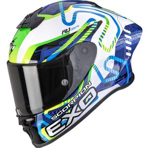 Integrálna prilba na motorku Scorpion EXO-R1 EVO II Air Cornering bielo-modro-zelená