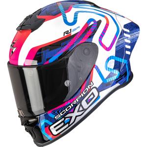 Integrálna prilba na motorku Scorpion EXO-R1 EVO II Air Cornering bielo-modro-ružová