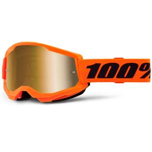 Detské motokrosové okuliare 100% STRATA 2 oranžové so zrkadlovým zlatým plexi