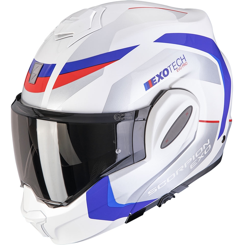 Preklápacia prilba na motorku Scorpion EXO-TECH EVO PRO Accuti bielo-modro-červená