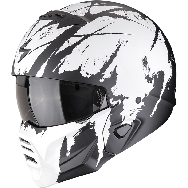 Otvorená prilba s maskou Scorpion EXO-COMBAT II Marauder matná čierno-biela