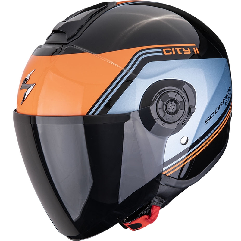 Otvorená prilba na motorku Scorpion EXO-CITY II Vita čierno-modro-oranžová