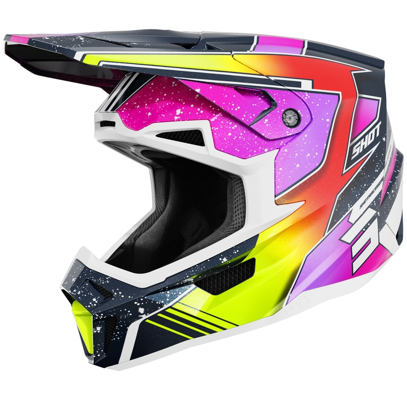 Motokrosová prilba Shot Lite Racing perleťová modro-fluo žltá