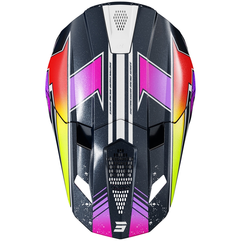Motokrosová prilba Shot Lite Racing perleťová modro-fluo žltá