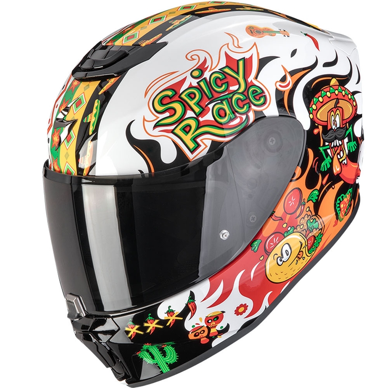 Detská helma na motorku Scorpion EXO-JNR Air Yucatan bielo-oranžovo-čierna