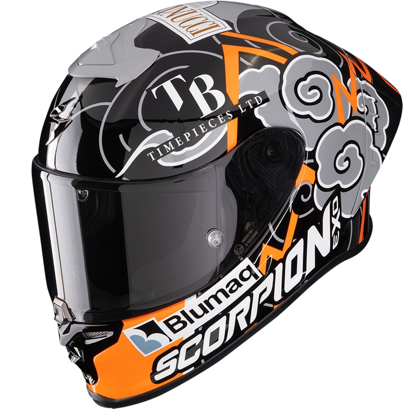 Integrálna prilba na motorku Scorpion EXO-R1 EVO Air FIM RACING #1 Replica Aron 2024 čierno-oranžovo-šedá