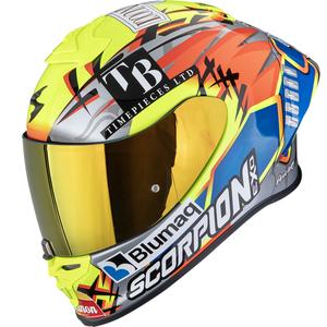 Integrálna prilba na motorku Scorpion EXO-R1 EVO II Air Aron Misano strieborno-fluo žlto-modrá