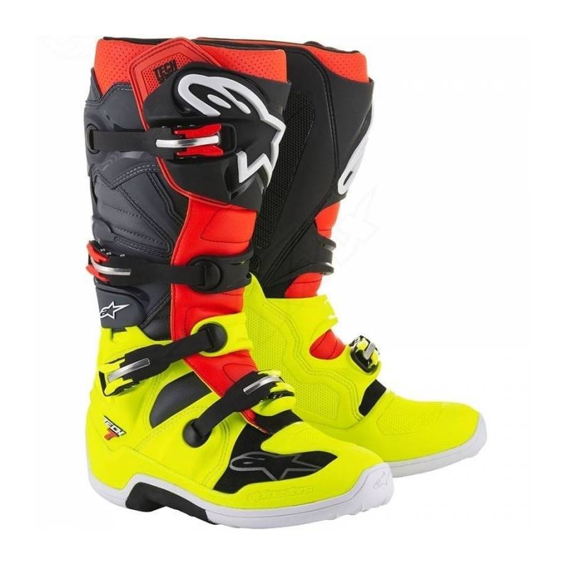 Vysoké čižmy na motocykel Alpinestars Tech 7 červeno-fluorescenčno žlté