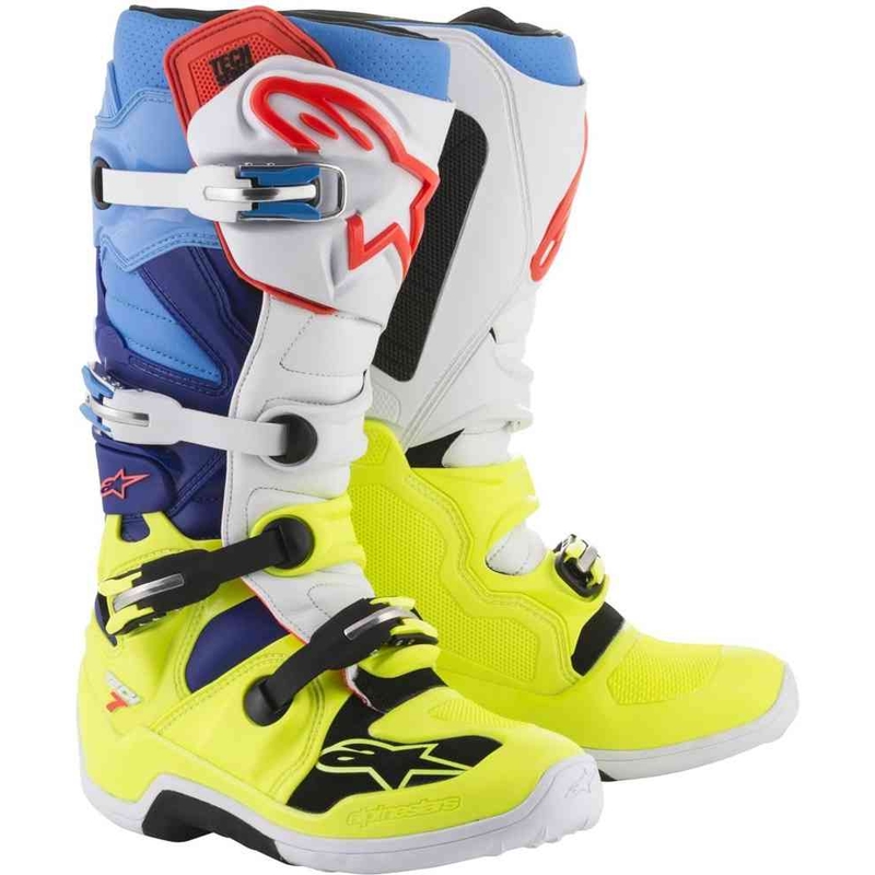 Vysoké čižmy na motocykel Alpinestars Tech 7 žlto-bielo-modro-červeno-čierne