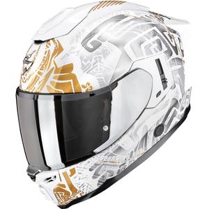 Integrálna helma na motorku Scorpion EXO-1500 Air Apus perleťovo bielo-šedo-zlatá