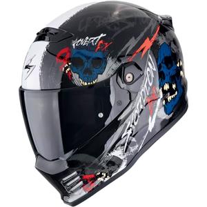 Integrálna helma na motorku Scorpion COVERT FX SKULLZ čierno-šedo-červená