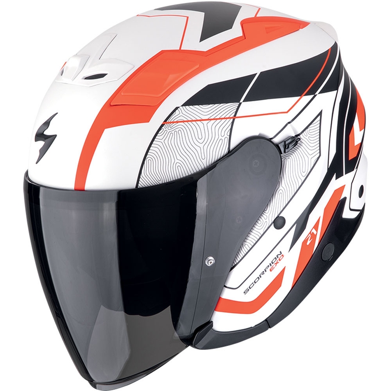 Otvorená prilba na motorku Scorpion EXO-Z1 VUE matná bielo-červeno-čierna